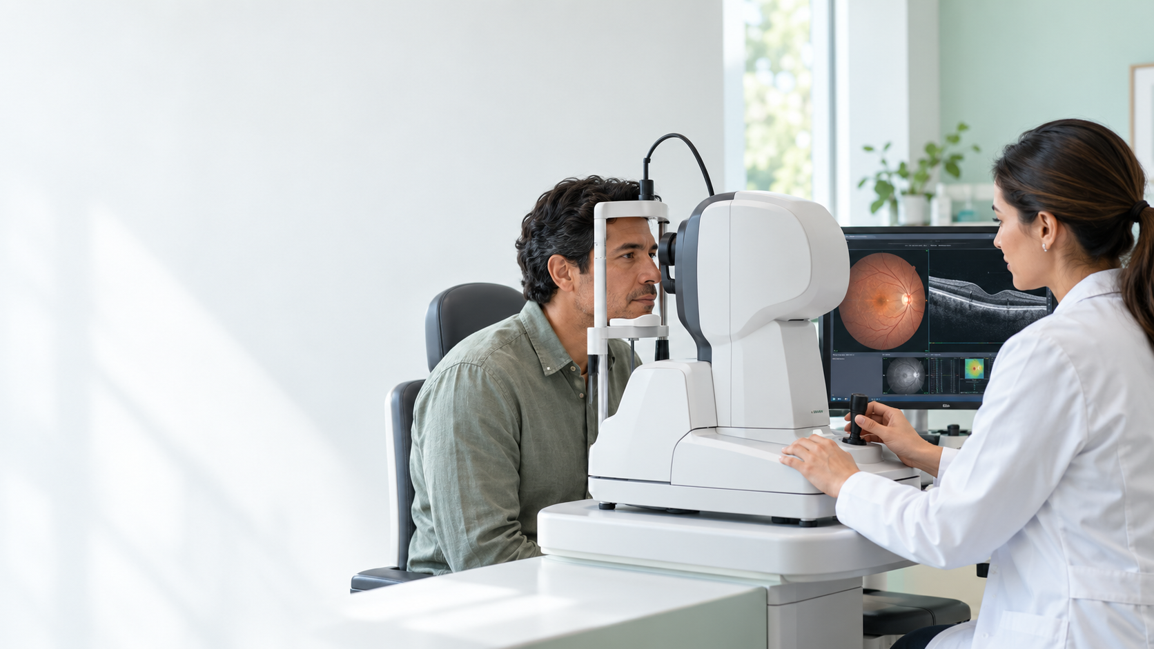 Escena generada ilustrativa de diagnóstico ocular